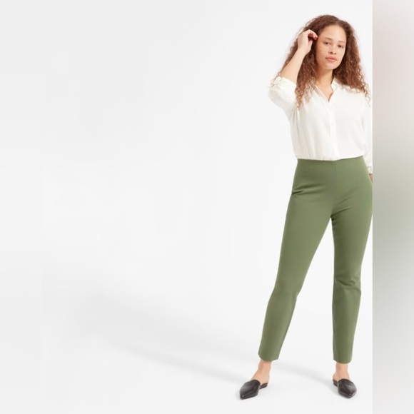 Everlane Pant Women's Size 8 US Dark Forest Green Stretch Cotton "The Side-Zip" - Picture 2 of 15